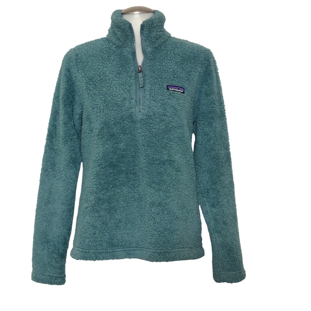 Patagonia Los Gatos 1/4 Zip Fleece Women Size S Teal Blue Fuzzy Good Preowned